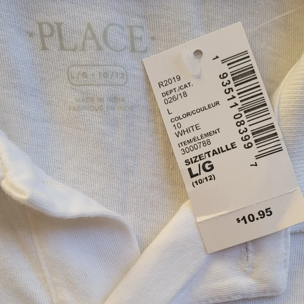 The Children's Place Boys White Short Sleeve Polo Shirt NWT - Size Large (10/12)